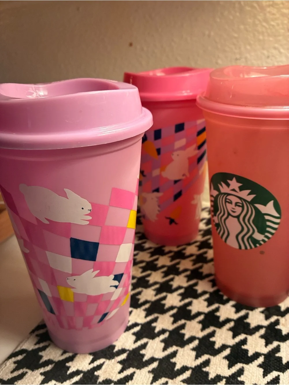Starbucks new 3 Pink tumblers Bunnies